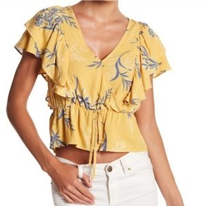 Hiatus ruffle faux-wrap top